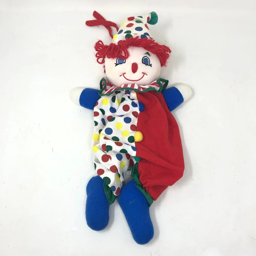 Vintage Kids II Plush Clown Musical Crib Pull Primary Colors Doll Polka Dot 1996